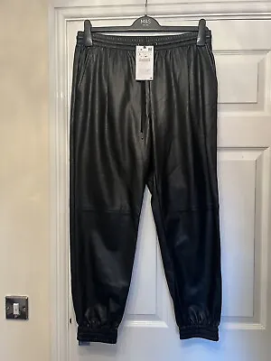 New Zara Black Faux Leather Trousers Size L Fabulous • £6.99