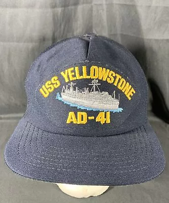 ✨USS YELLOWSTONE AD-41 HAT - NAVY BLUE - SnapBack- Made In USA - EUC✨ • $19.99