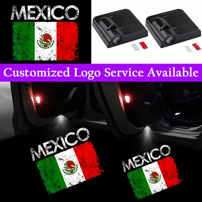 2x Mexico Mexican Flag Logo Wireless Car Door LED Light Puddle Laser Projector • $17.88