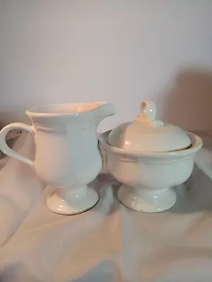 Mikasa French Country Side Stoneware Footed Creamer & Sugar • $20