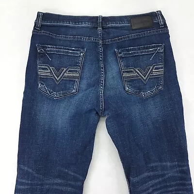 Buckle BKE Nolan Straight Leg Stretch Jeans Denim Blue Distressed Men 34R 34X31 • $34.99