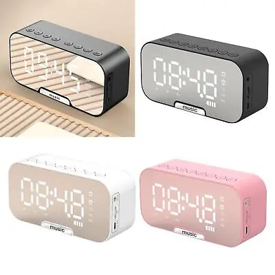 Mirror Digital Wireless LED Alarm Clock Multi Function Speakers MP3 FM Radio • £13.85