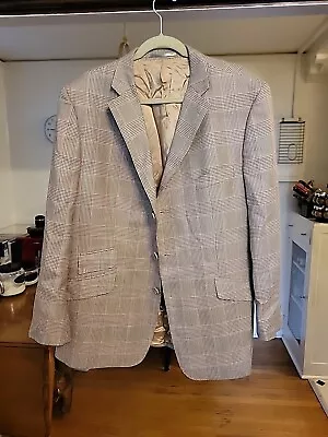 Magee Beretta Mens Wool Baige Gold Lining Blazer Sport Coat Jacket Size 48 R 58 • $15.93