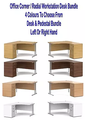 £342 • Buy Office Corner / Radial Workstation Desk Bundle - New Grey Oak, Beech, White Ect 