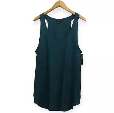 Mossimo Teal Chiffon Embroidered Scoop Neck Sleeveless Tank Top XL • $11.99