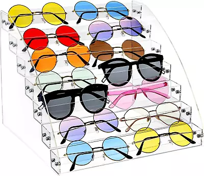 7 Tier Sunglass Organizer Stand Acrylic Sunglass Holder Clear Nail Polish Disp • $25.62