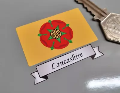 Lancashire Flag & Sash County External Sticker 2  Car Bike Scooter Red Rose • £3.50