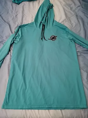 Miami Dolphins Performance Pullover Long Hoodie T-Shirt NFL Large  • $25