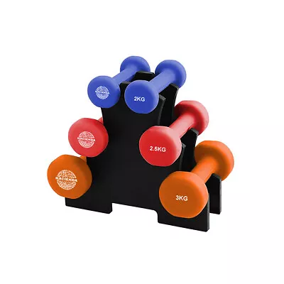 7pc Hacienda 2/2.5/3kg Weighted Dumbbell Set Gym Fitness Workout Exercise W/Rack • $99