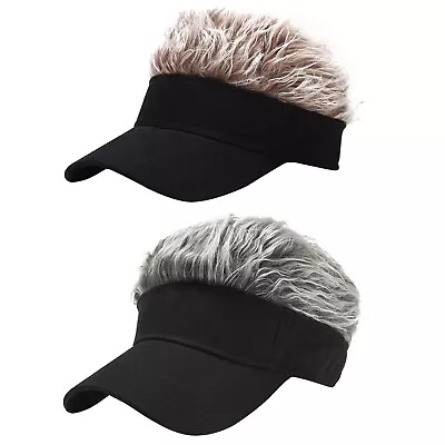 Mens Baseball Golf Peaked Cap Visor Wig Hat W Fake Flair Hair Sports Sunscreen • $13.99