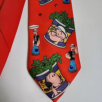 Ralph Marlin Classic Popeye Spinach Can Cartoon Mens Tie USA Made 3.25 X58  • $9.99