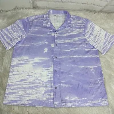 Zara Men’s Purple Tie-Dye Print Button-Up Short Sleeve Shirt XL/C • $18