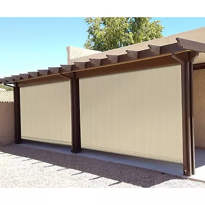 6ft Roller Up Shade Roller Shade UV Light Filtering Gazebo Porch Outdoor Beige • $47.49