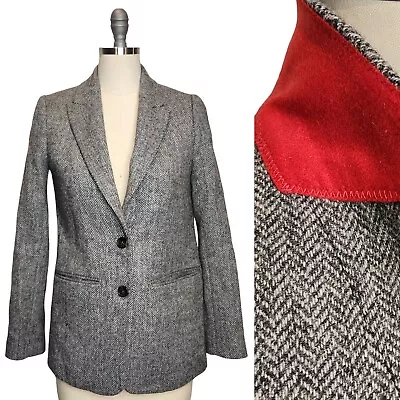 $328 JCREW Sommerset Blazer In Graphite English Wool Herringbone Gray Women 0 XS • $150