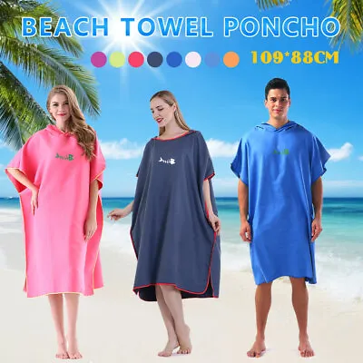 Bath Changing Robe Beach Towel Hooded Poncho Quick Dry Bathrobe Unisex Adult .1 • £12.92