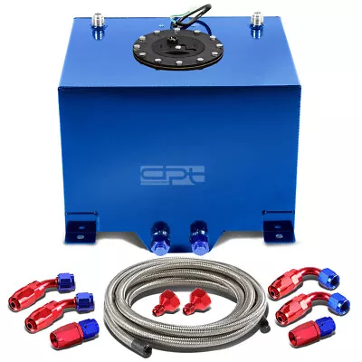 8 Gallon Blue Aluminum Fuel Cell Gas Tank+cap+level Sender+steel Oil Feed Kit • $138.68