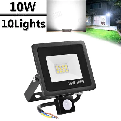 $57.99 • Buy 10x 10W LED Flood Light PIR Motion Sensor Cool White Outdoor Yard Security Lamp 