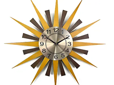 26  George Nelson Style Wooden Star Wall Clock Vintage Industrial Sunburst Clock • $199