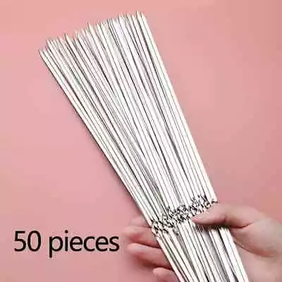 50Pcs Metal BBQ Barbecue Kebab Food Meat Grill Sticks Skewers Cooking Long UK • £4.99