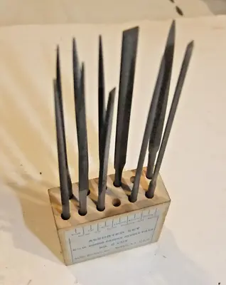 $14.99 • Buy Vtg 10 Heller Brothers Assorted 6 1/4  Round Handle Needle Files No. 0 Cut