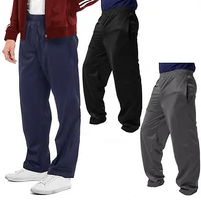 Mens Plain Silky Tracksuit Bottoms Elastictaed Waist Jogging Gym Sports Trousers • £12.85