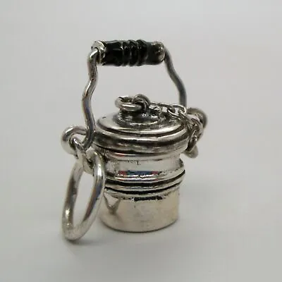 Sterling Silver COAL MINERS Lunch Pail BUCKET Charm For Bracelet PENDANT Mining • $42