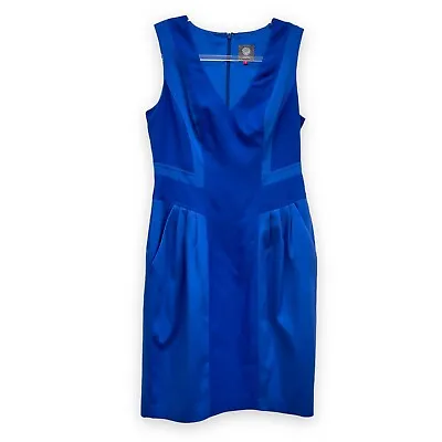 Vince Camuto Stretch Satin Sheath Dress •Mad Men Cocktail Party •Cobalt Cerulean • $49