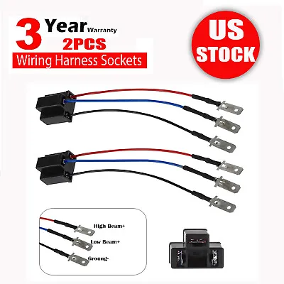 2x H4 9003 Wiring Harness Wire Sockets H4 To 3 Pin Adapter For 5x7 4x6 Headlight • $9.99