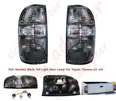 Black Smoked Pair Tail Light Rear Lamp For Toyota Tacoma 01-04 Pickup W/ Bulb US • $42.29