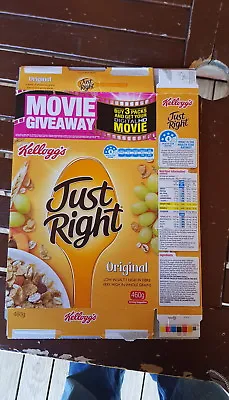 KELLOGGS JUST RIGHT  AUSTRALIAN CEREAL BOX 460g MOVIE GIVE AWAY PROMO • $5