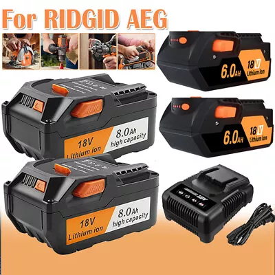 18V 8.0Ah 6.0AH Battery For RIDGID AEG R840087 R840086 R840085 4.0AH / Charger • $130.99
