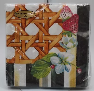 Mackenzie Childs Paper COCKTAIL Beverage Napkins BERRIES & BLOSSOMS 20 Pk Sealed • $19.99