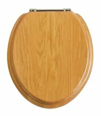 Heritage Oak Toilet Seat With Chrome Hinges FOA101 TSOAK101 • £104.38