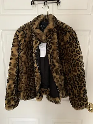 $145 • Buy Zara Faux Fur Coat Leopard Print Size Medium Women