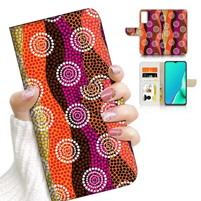 ( For Oppo A57 ) Wallet Flip Case Cover PB23924 Aboriginal Art • $13.99