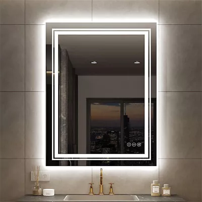 LED Bathroom Mirror With Front+Backlit Lights Dimmable Wall Vanity Mirrors HD • $129.90