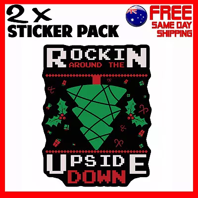 2 X Stickers Rockin Around The Christmas Tree Upside Down Australia Car Sticker • $4.95