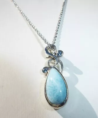 Marahlago Larimar Necklace And Sterling Silver Authentic Comes With Box And Dust • $44