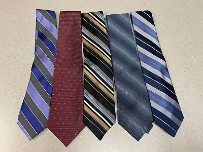 Lot Of 5 DKNY 100% Silk Dress Tie Multicolor (purple Blue Yellow Red Black) • $24.40