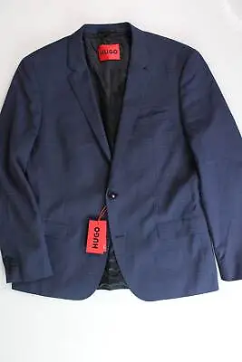 HUGO Boss Mens Henry Slim Fit Plaid Sportcoat 44R Navy Blue • $119.99