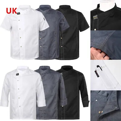 UK Unisex Chef Coat Pressional Kitchen Chef Jacket Men Women Restaurant Uniform • £20.19