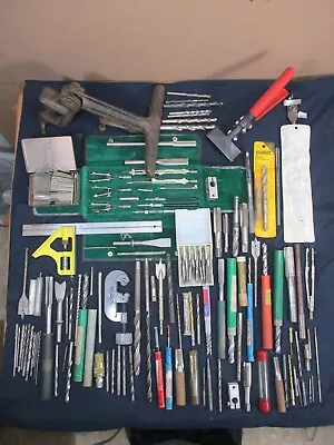 HUGE Machinist Tool Lot Of 130+ Ends Taps Mills Clamps Bits Rulers Calipers More • $179.99