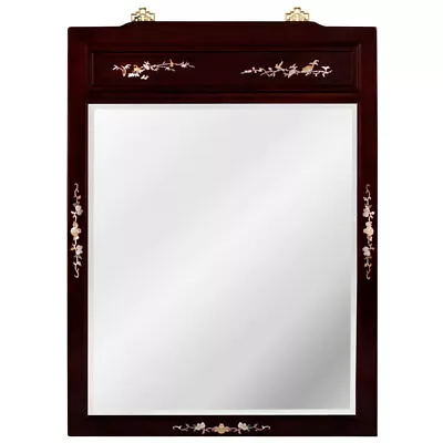 US Seller - Dark Cherry Rosewood Mother Of Pearl Inlay Vanity Mirror • $698
