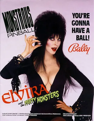 Elvira And The Party Monsters Pinball Flyer Sexy Vampire Fold Out POSTER Horror  • $21.25