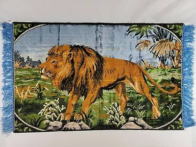£49.06 • Buy Authentic Woven Vintage Lion Rug Wall Hanging Tapestry W/ Fringe 42  X 23.5 