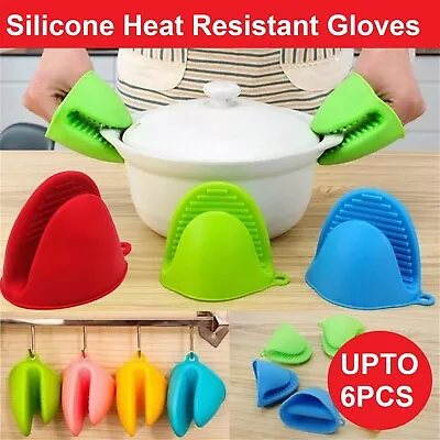 Silicone Oven Mitts Gloves Heat Insulation Oven Gloves Kitchen BBQ Pot Holder • $17.99