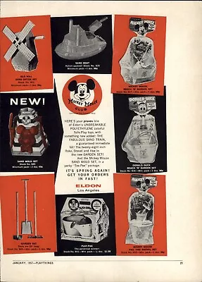 1957 PAPER AD Mickey Mouse Club Sand Garden Play Pak Ohio Art Metal Vinyl Toys • $19.99