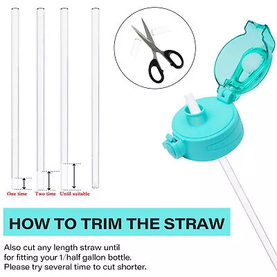 4* Cuttable Gallon Water Bottle Straw Replacement Reusable W/ 2 Cleaning Brush • $11.40