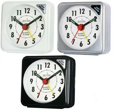 Acctim Ingot Mini Alarm Clock Quartz Movement Bedside Analog Pocket Travel Clock • £7.49