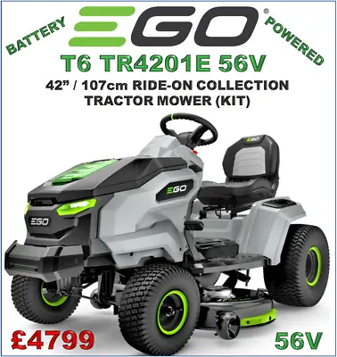 Ego T6 TR4201E 42  Lithium Battery Ride On Lawn Mower Garden Tractor Lawnmower • £4799